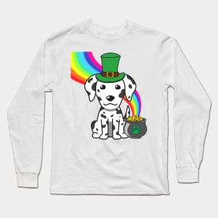 Funny dalmatian celebrates st patricks day Long Sleeve T-Shirt